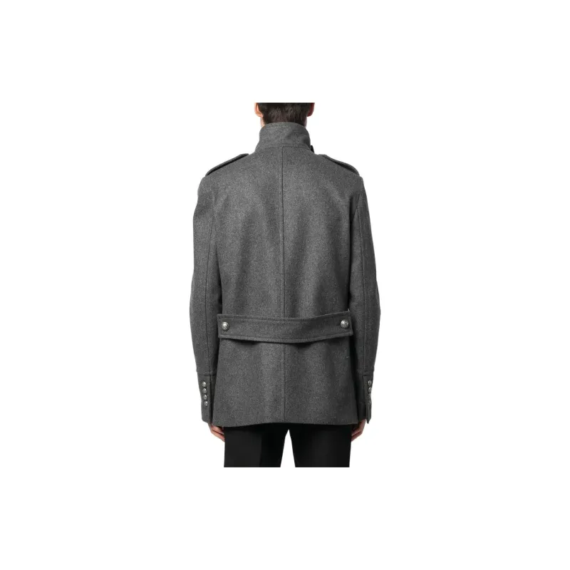 BALMAIN Coats Men Gray-3