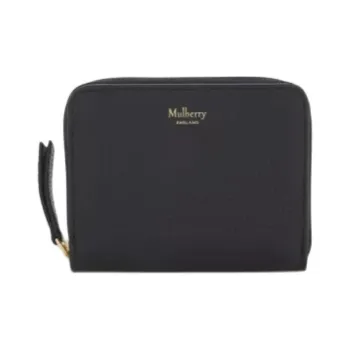Mulberry Grain Leather Wallet Women's Black