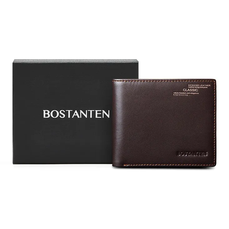 BOSTANTEN Top Grain Cow Leather Black Coffee Men's-6