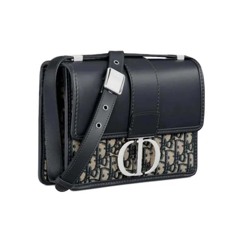 DIOR 30 Montaigne Oblique Jacquard With Smooth Calfskin Crossbody Bag, Shoulder Bag Women's Blue-1