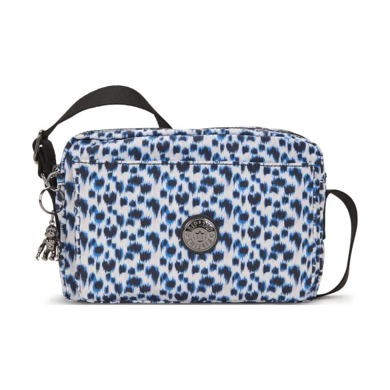 Kipling Recycled Polyester Shoulder Bag, Crossbody Bag Medium Size Unisex White With Leopard Print-0