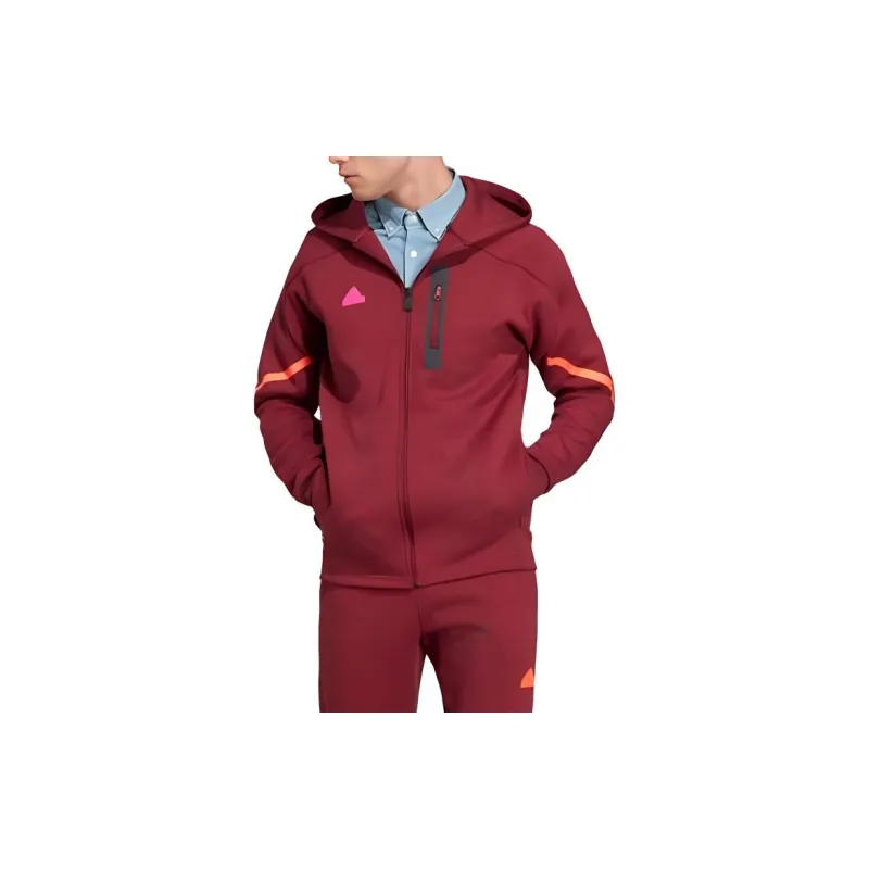 Adidas DESIGNED FOR GAMEDAY FULL-ZIP HOODIE Jackets Coats Unisex Dark Shadow Red-1