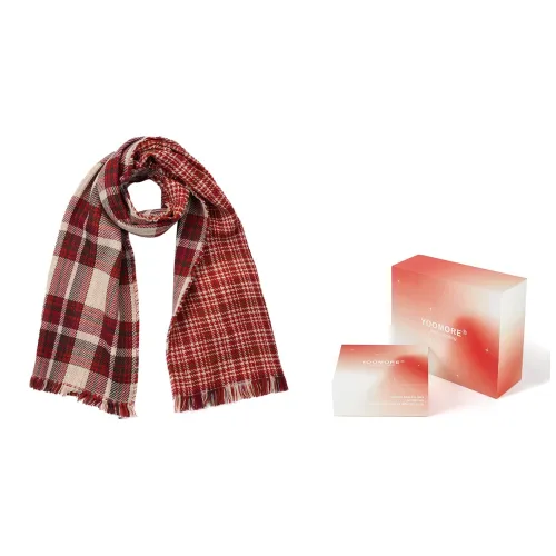 YooMore Knit Scarves Unisex YMX0150 Red Plaid