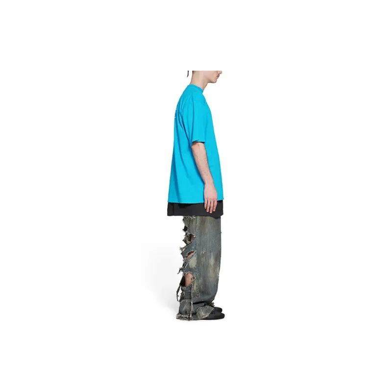 Balenciaga SS23 T Shirt Loose Fit Style Men's Blue-8