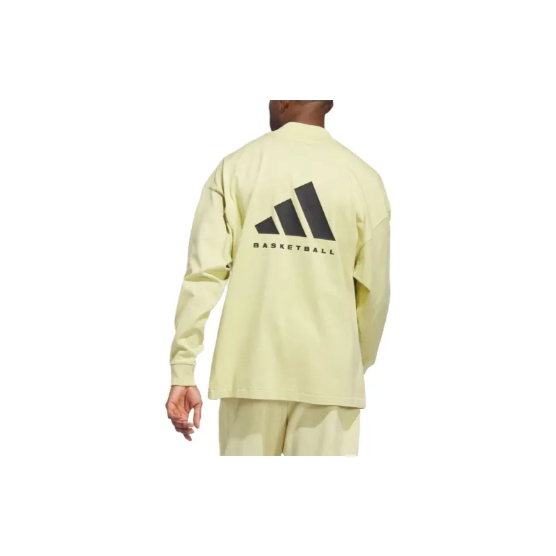 Adidas Basketball Long Sleeve Long Sleeve Top   Yellow-2