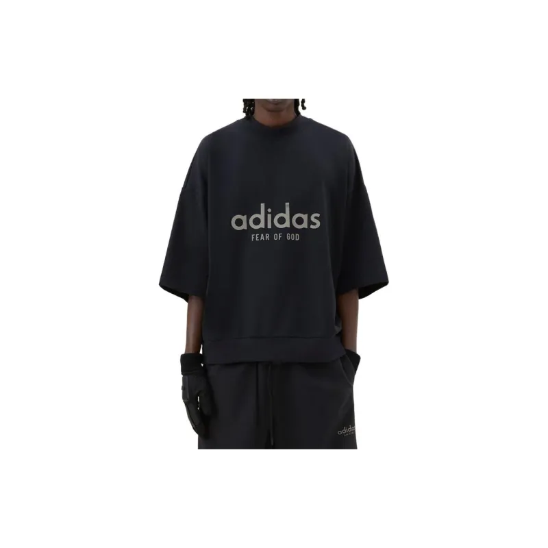 Fear of God Athletics Heavy Jersey 3/4 Mock Tee Black - POIZON