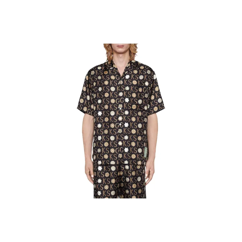 GUCCI Shirts Men Black Brown-1