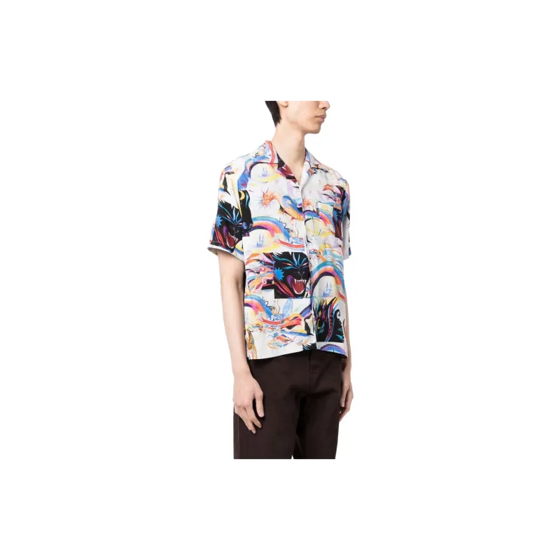 Aries All Over Patterned Collared Button Up Shirt-4