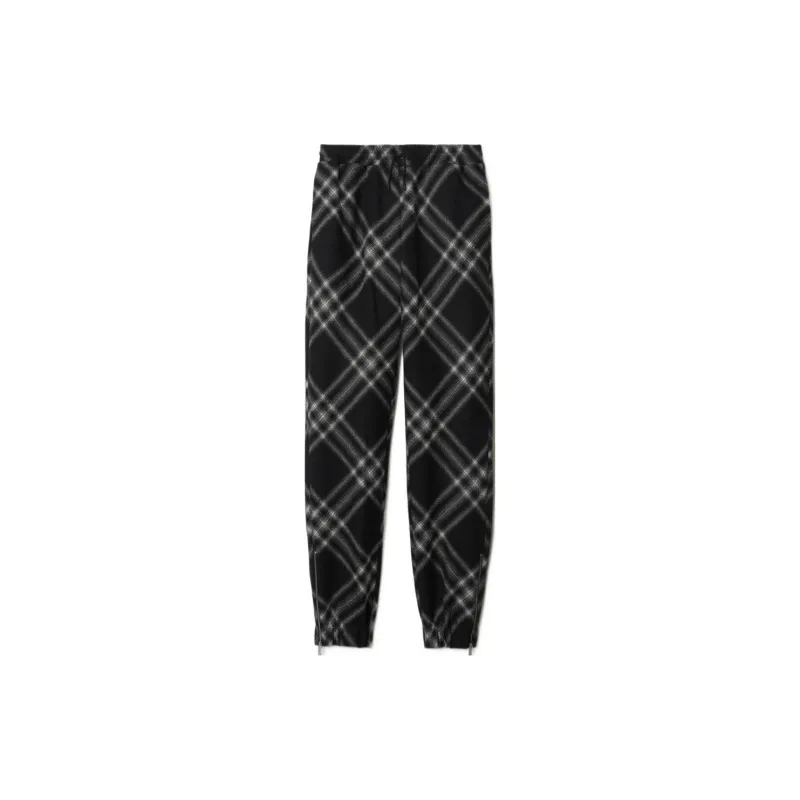 Burberry Checkered Flannel Wool Track Pants-1