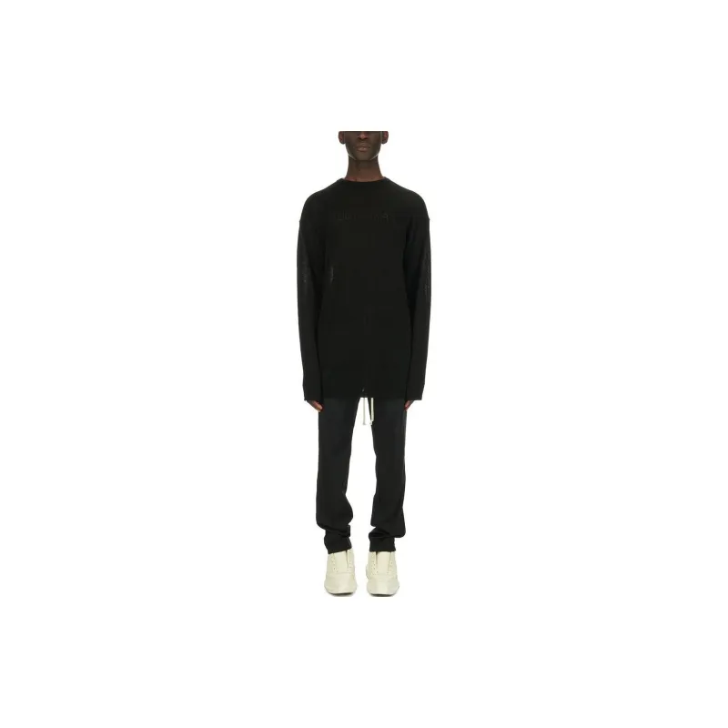 RICK OWENS/RO Drawstring Slim Long In Black Light Wool Casual Pants Men's Black-2