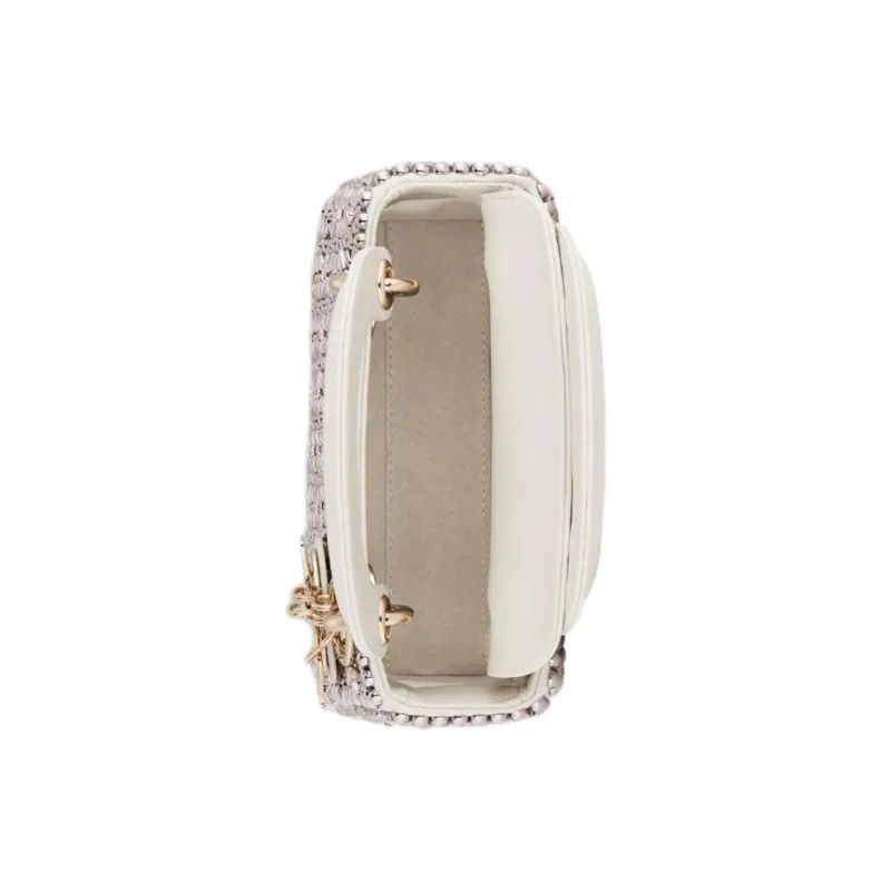 DIOR Lady Dior Latte Cotton Lady Dior Bag, Shoulder Bag, Crossbody Bag, Handbag Mini Women's Metallic-3