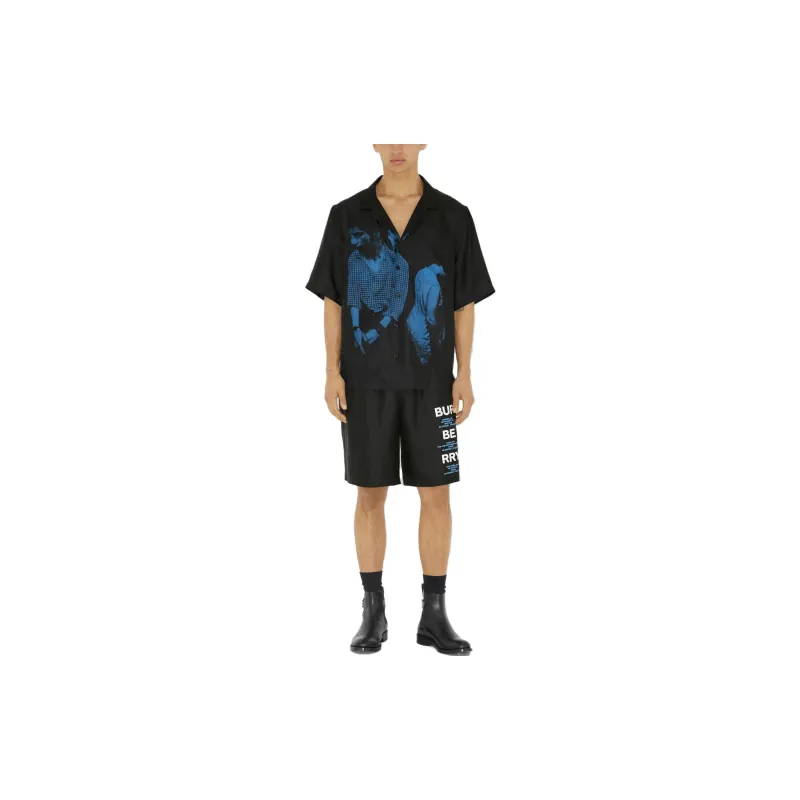 Burberry Logo print Silk Track Shorts-1