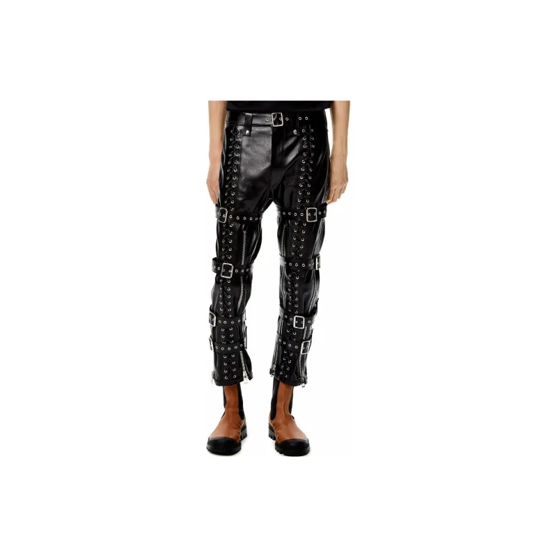LOEWE Nappa Calfskin Leather Eyelet Bondage Trouser-2