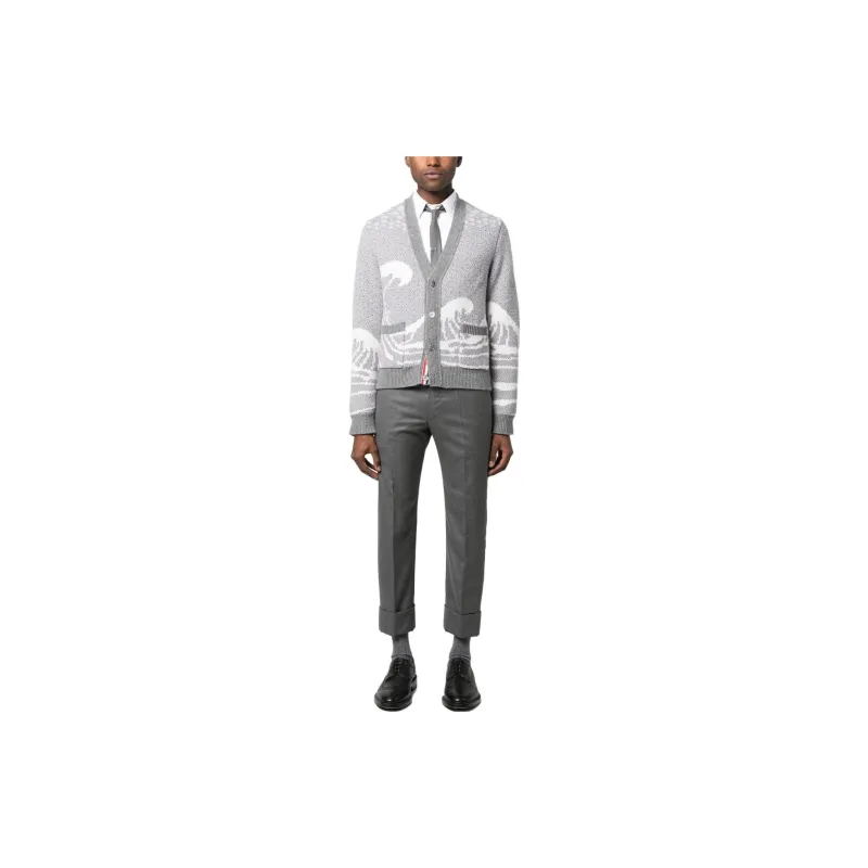 THOM BROWNE Wave print Knit Cardigan-1
