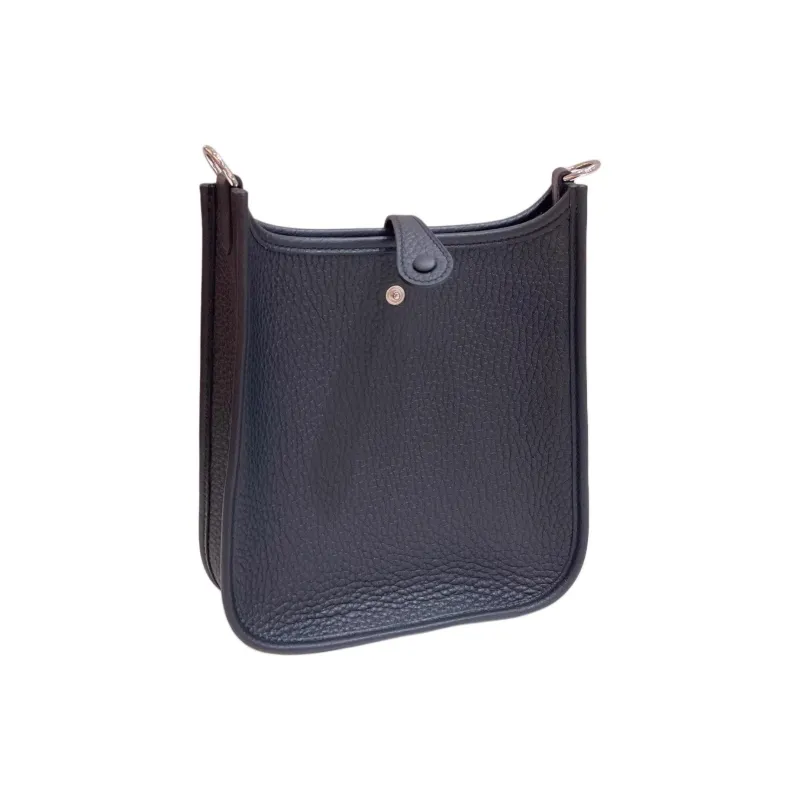 HERMES Evelyne Clemence Bullock Leather Ivorie Crossbody Bag Shoulder Bag Women's Navy Blue & Indigo & Zanzibar Blue-4
