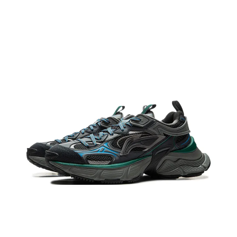 LiNing Star Cushioning Anti Slip Wear Resistant Breathable Height Increasing Low Top Chunky Sneakers Men's Dark Gray-2