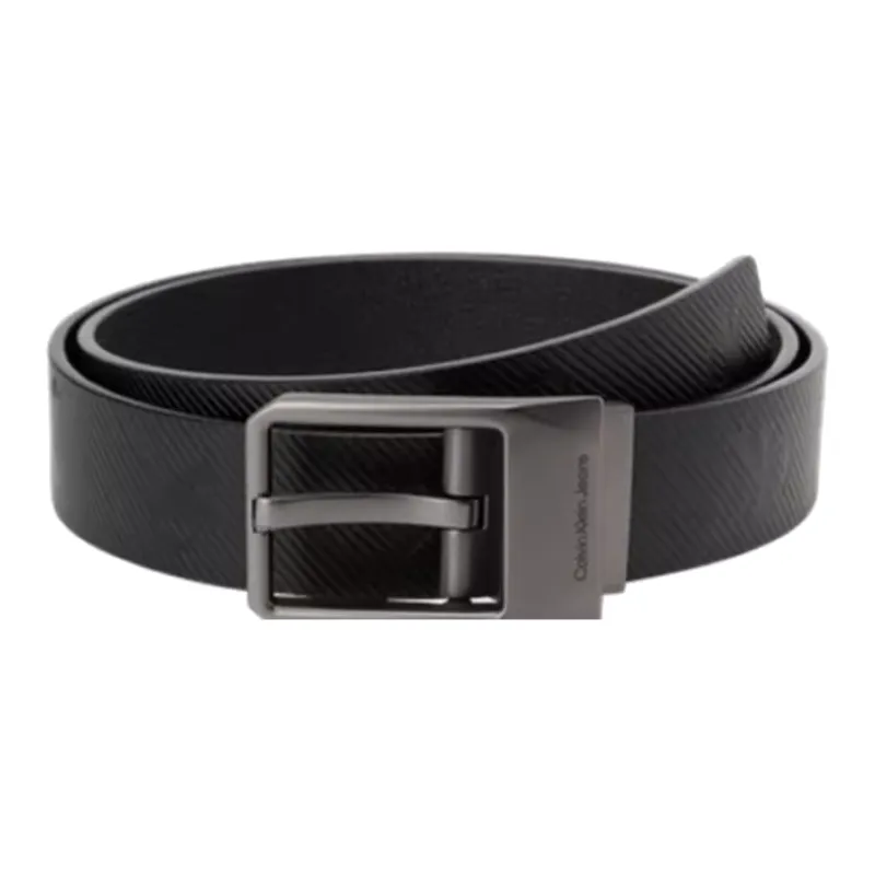 CK/Calvin Klein Solid Color, Pin Buckle Leather Belts Men's Black Width 3.5cm-0
