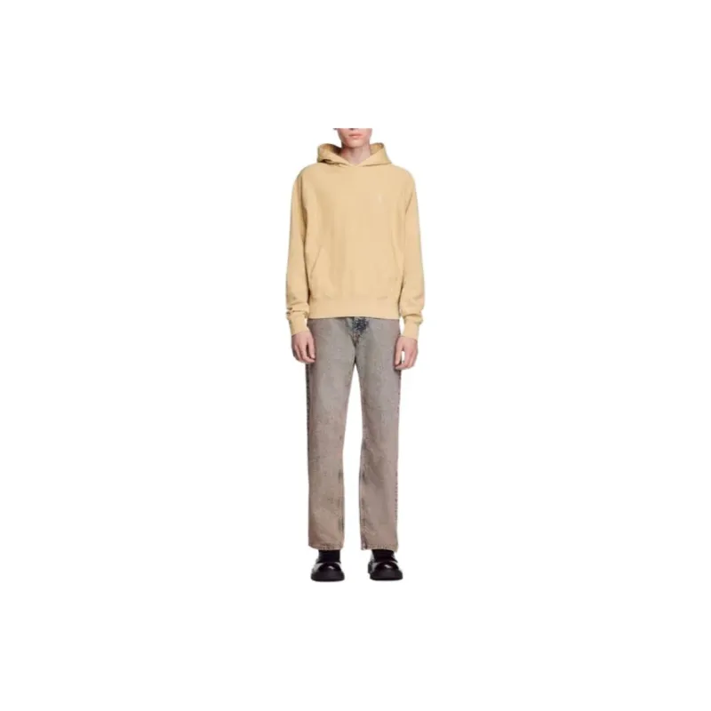 Sandro Fleece Hoodie Sweatshirt Men's Yellow-1