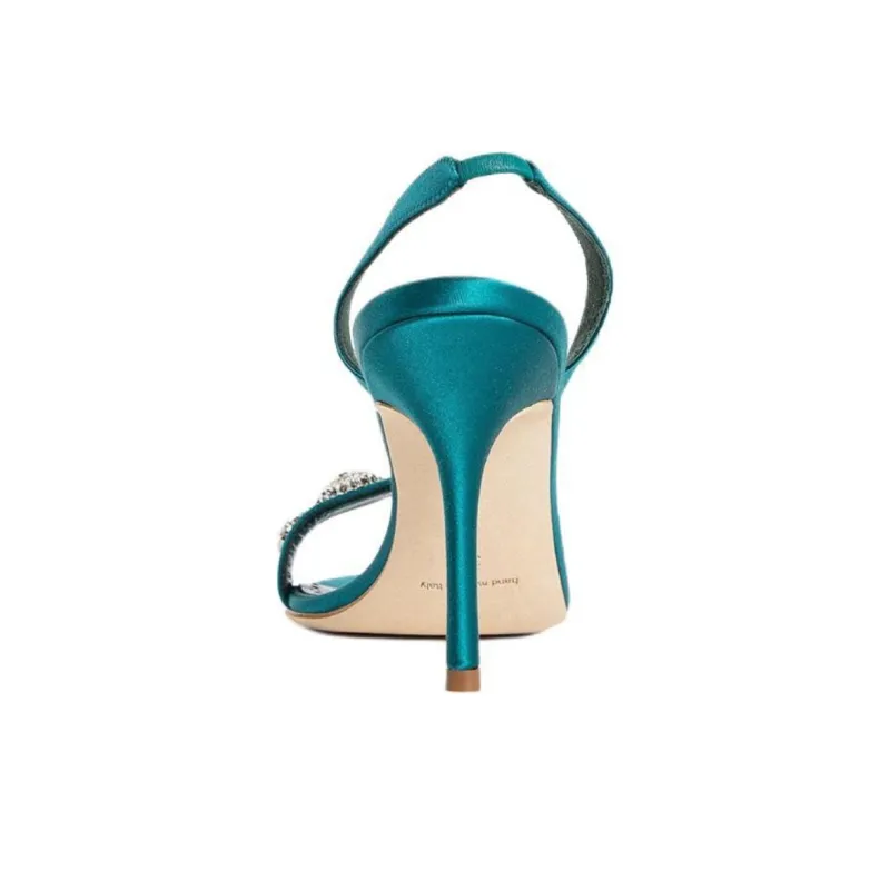 MANOLO BLAHNIK One Strap Sandals 9cm Women's Green-4