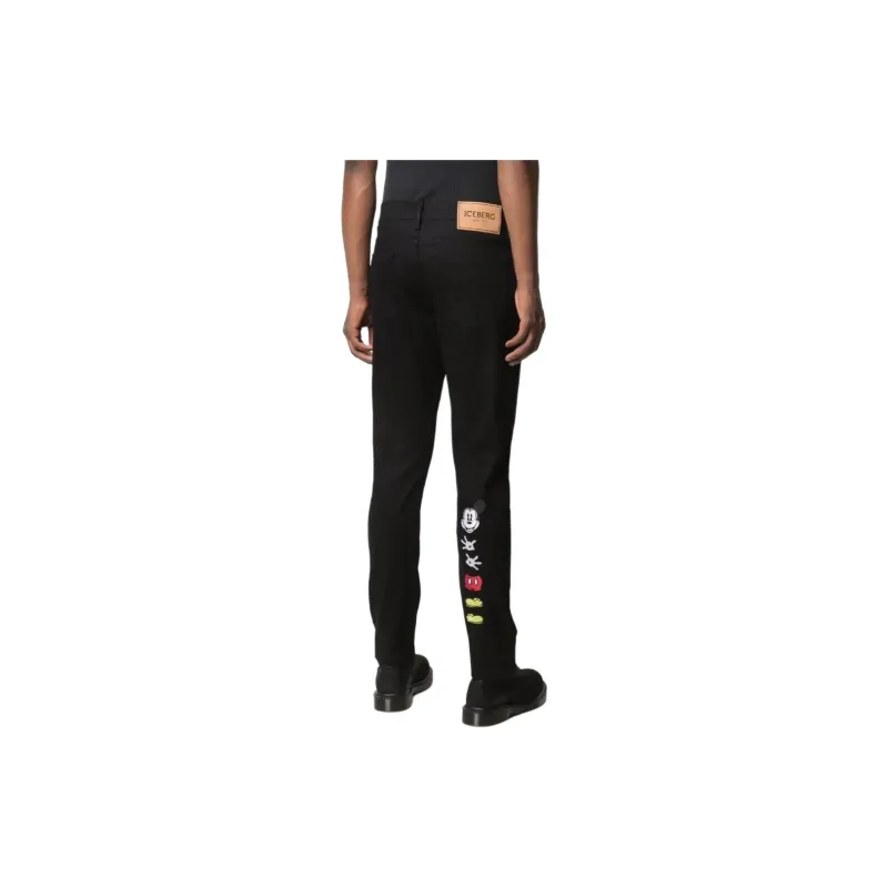Iceberg Mickey Mouse patch Slim Fit Jeans-3