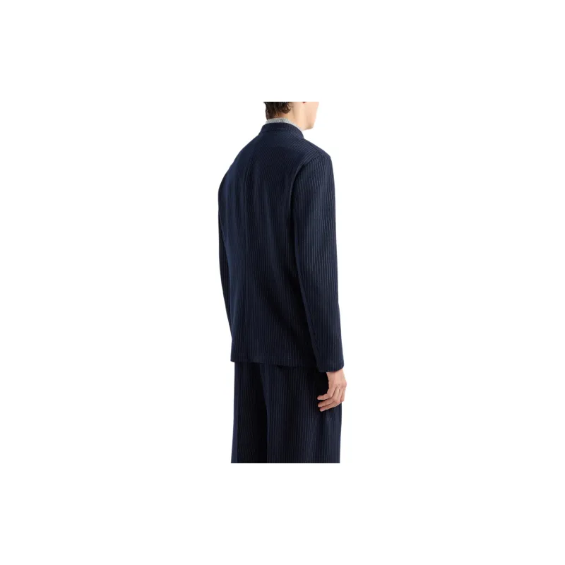 EMPORIO ARMANI Pinstriped Viscose blend Jersey Jacket With Guru Collar-3