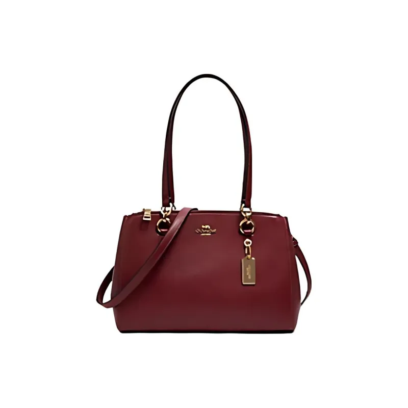 COACH Etta Cross-Stitch Leather Shoulder Bag Crossbody Bag Handbag Regular Women's Deep Red-0