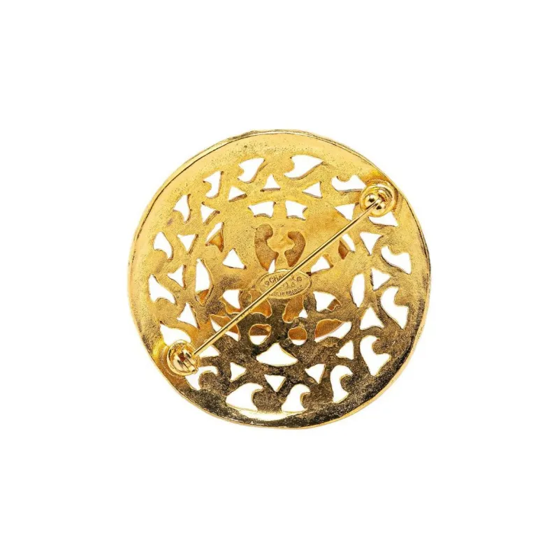 CHANEL 1995 Gold plated Cc Brooch-2