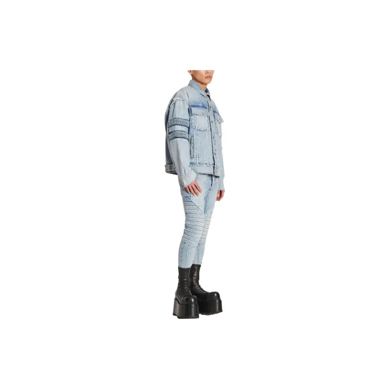 BALMAIN FW22 Denim Jacket Men's Blue-4