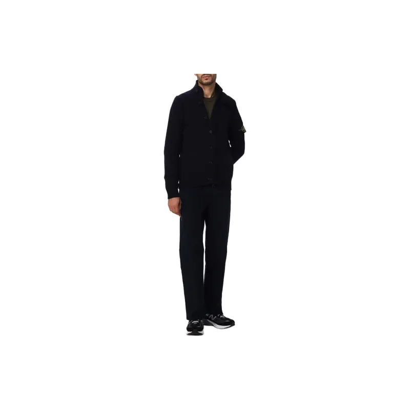 STONE ISLAND High Neck Logo Patch Ribbed Cardigan-2