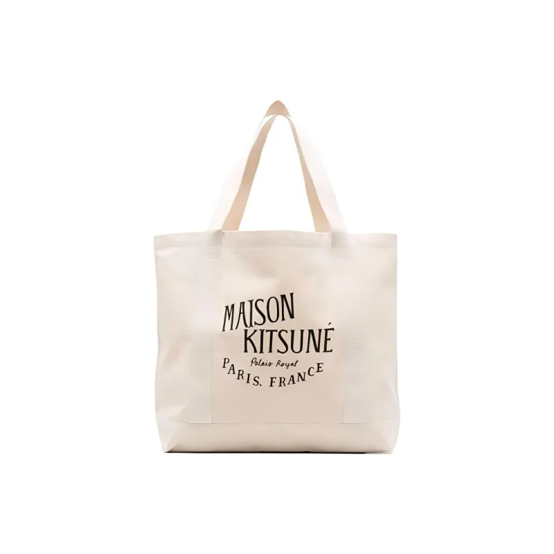 Maison Kitsune Cotton Tote Bag, Shopping Bag, Shoulder Bag, Handbag Regular Women's Beige-1