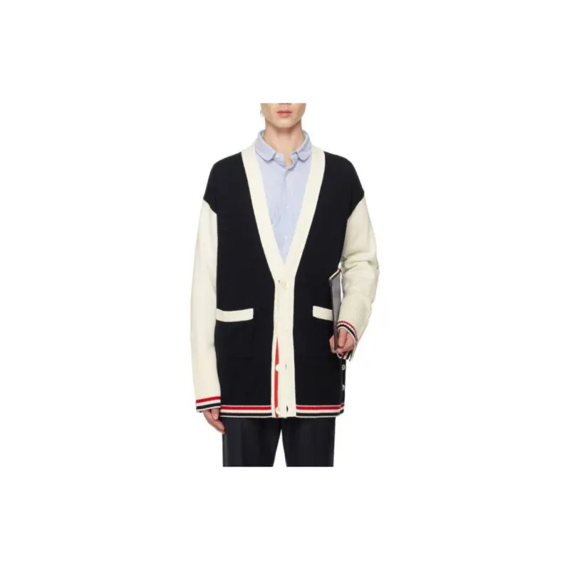 THOM BROWNE Colourblock Virgin wool Cardigan-2