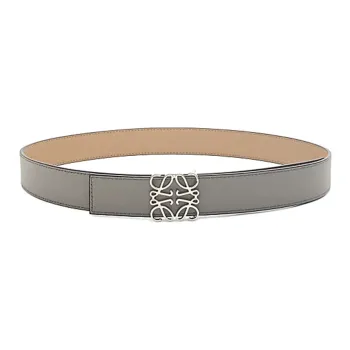 LOEWE Double Sided Grained, Pin Buckle Leather Belts Men's Khaki Gray