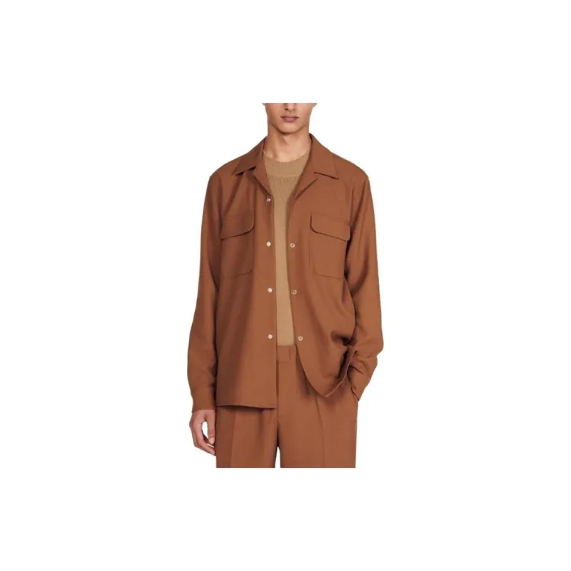 Sandro Oversized Shirt Men's Caramel-4