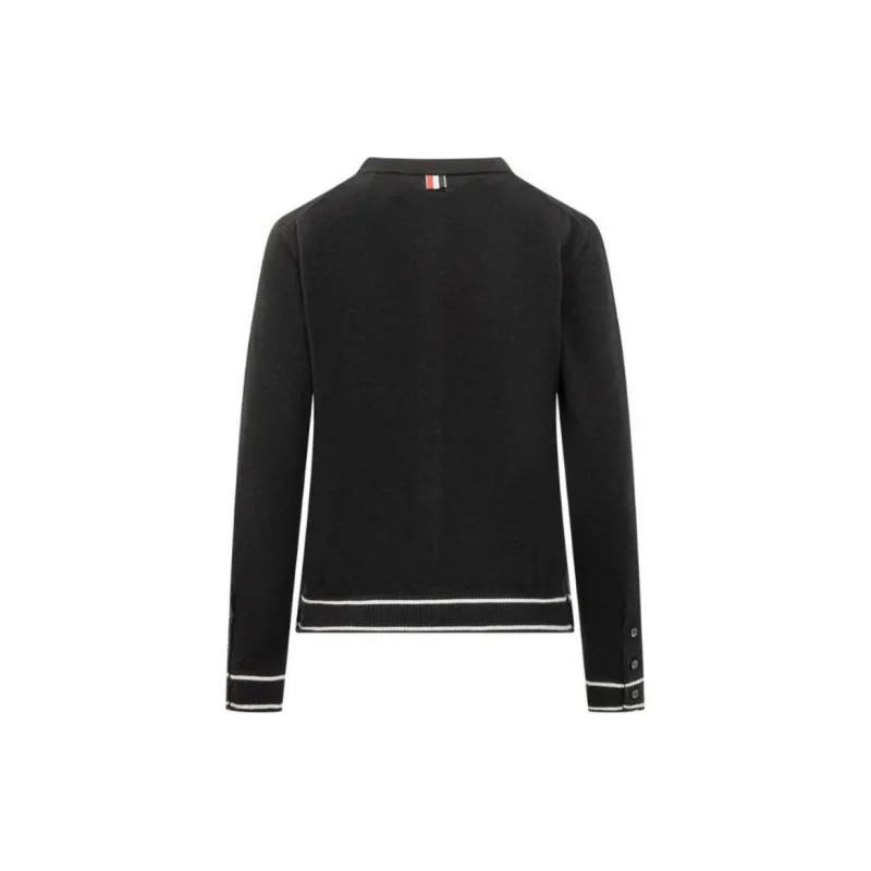 THOM BROWNE Hector Rose Embroidered Buttoned Cardigan-1