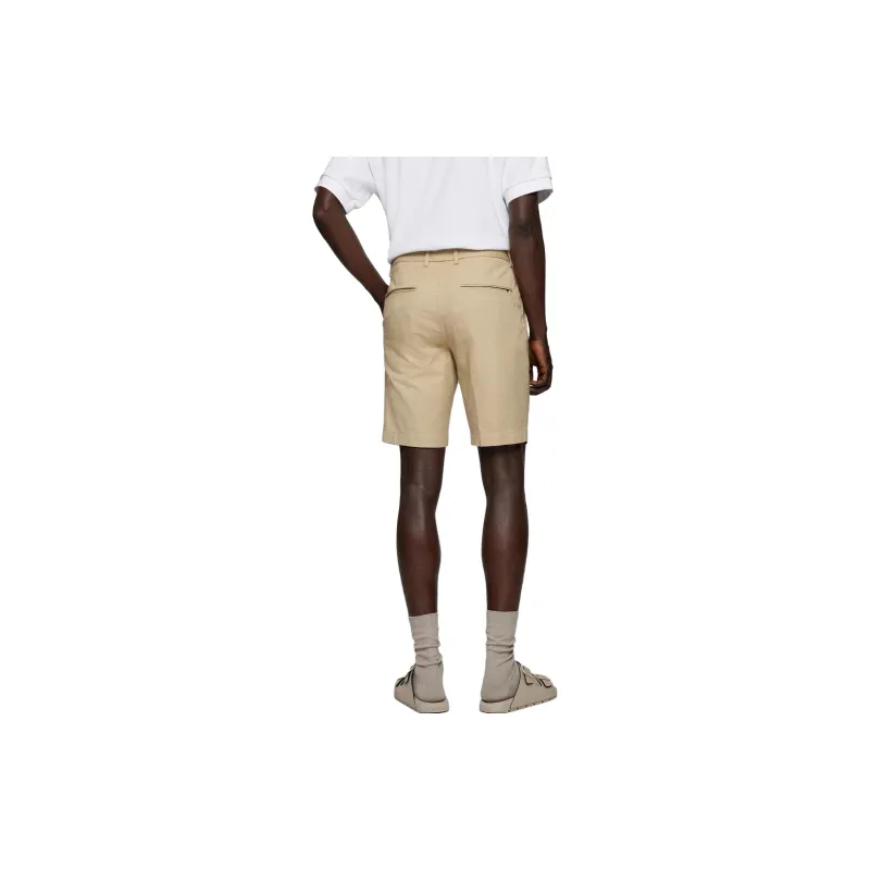 HUGO BOSS Slim-Fit Shorts In Structured Stretch Cotton Casual Shorts Men's Light Beige-2