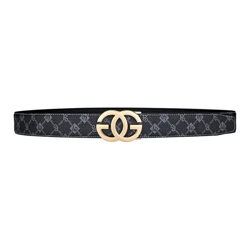 WilliamPOLO PVC Leather Belts Men's Gold 3.5cm Width-2