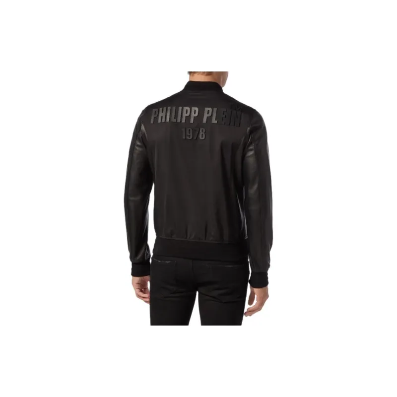 PHILIPP PLEIN FW23 Leather Bomber Philipp Plein Tm Jackets Coats Men's Black-3