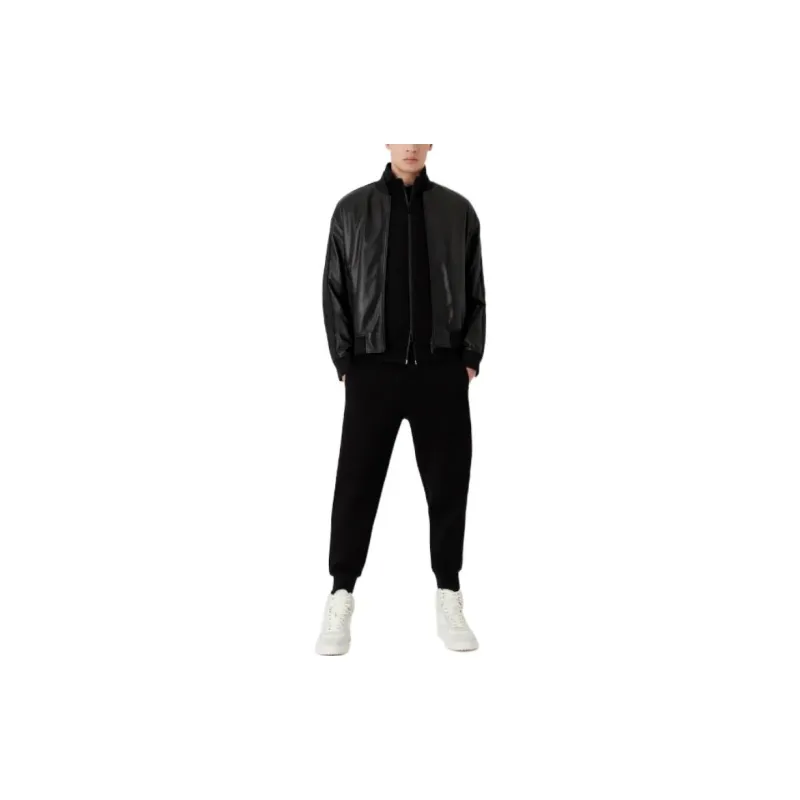 EMPORIO ARMANI Leather Jacket Men's Black-1