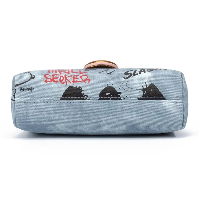 SNOOPY PU Crossbody Bag Shoulder Bag Regular Women's Blue/Pink-3
