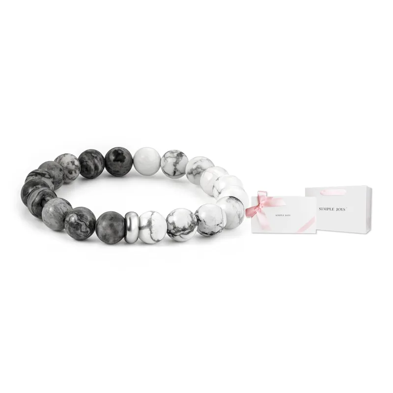 SIMPLE JOYS Bracelets Unisex Map Stone White Turquoise Stretchable Minimalist Style New Chinese Trend-34