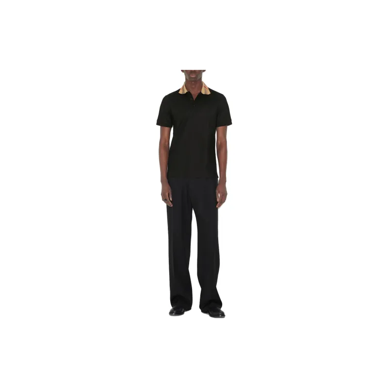 Burberry Checkered collar Cotton Polo Shirt-1