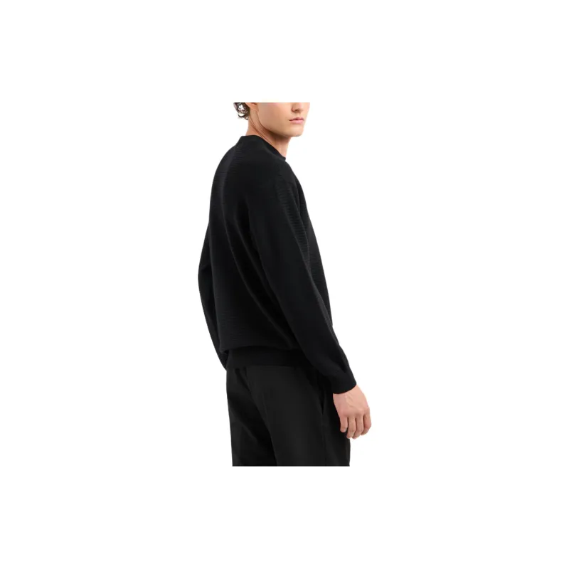 EMPORIO ARMANI Mock neck Jumper In Virgin Wool With A Micro textured Weave-3