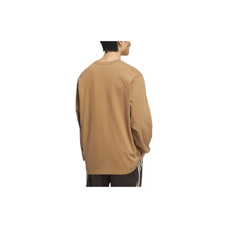 Adidas Originals SS24 WASHED LONG SLEEVE TOP T Shirt Men's Desert Brown-3