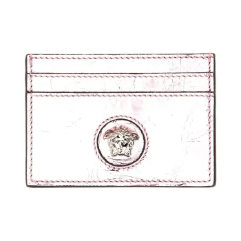 VERSACE Leather Card Holder Women's Pink