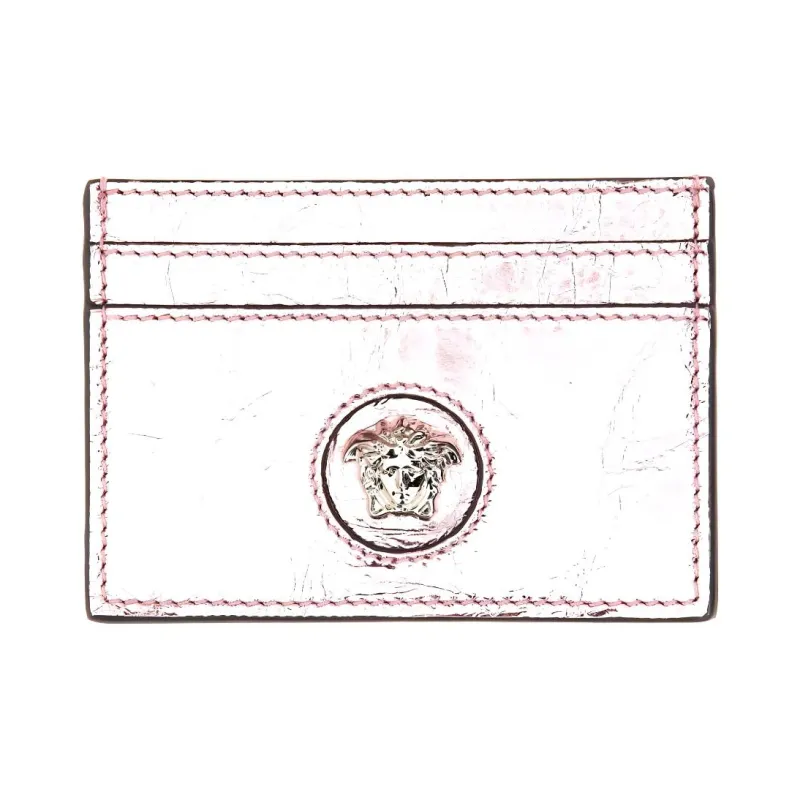 VERSACE Leather Card Holder Women's Pink-0