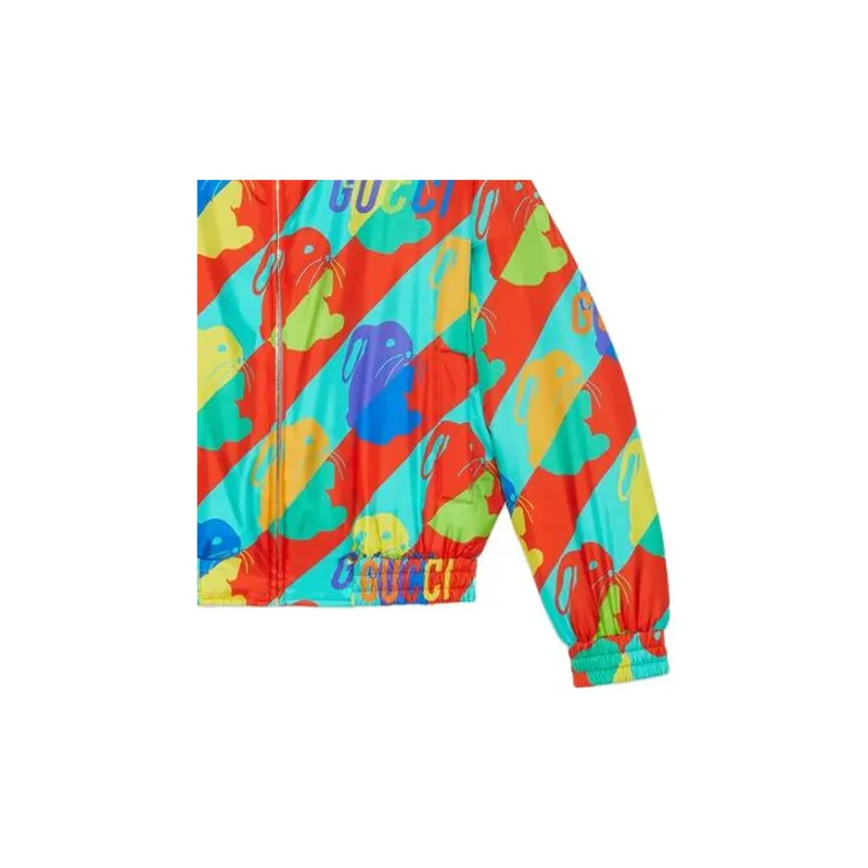 GUCCI Bunny Print Twill Zip Jacket-5