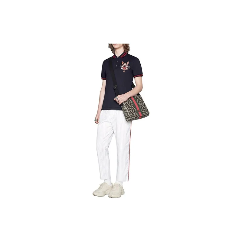 GUCCI Polo Shirts Men Ink Blue-3