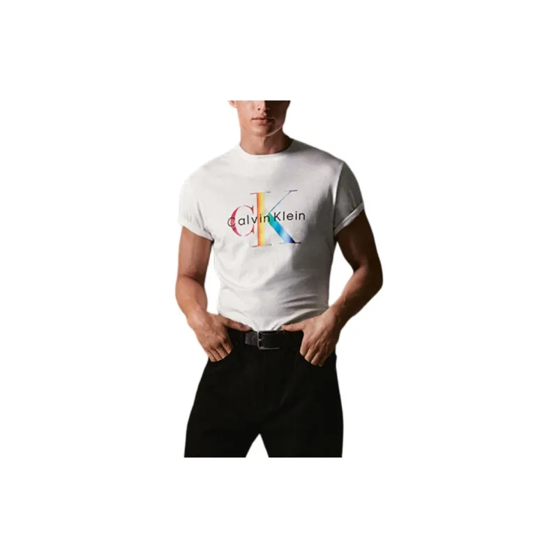 CALVIN KLEIN Rainbow Series T Shirt Men's Moon White-1