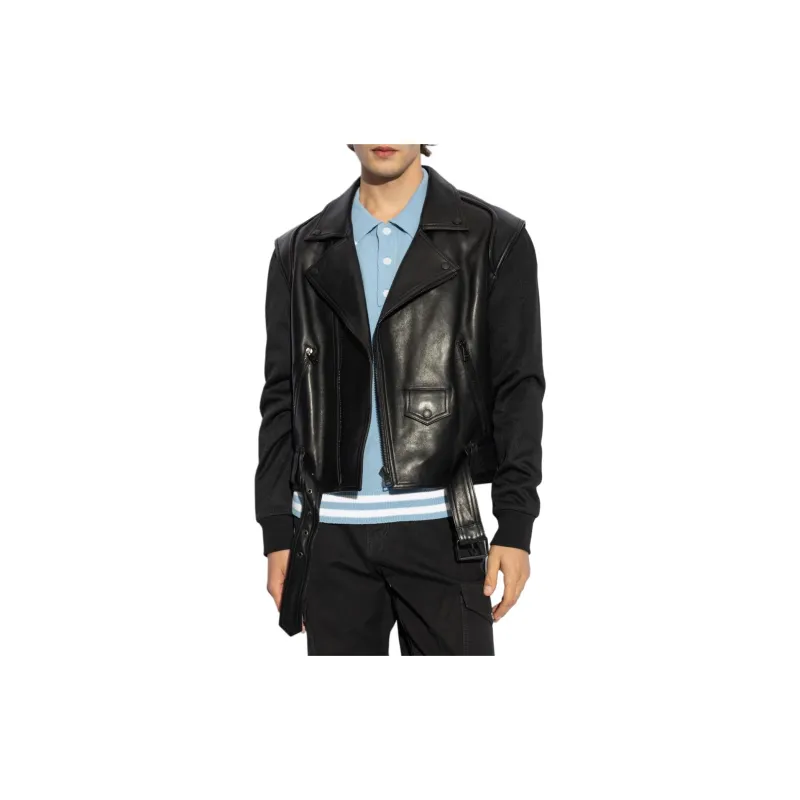 BALMAIN Zip Detailed Leather Jacket-2