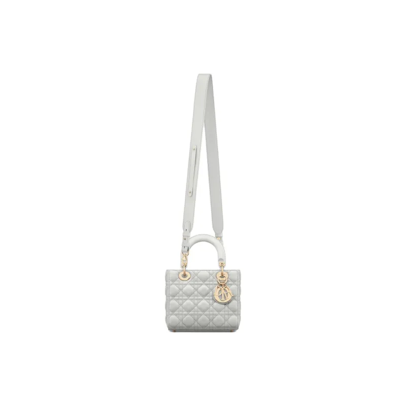 DIOR Lady Dior Wicker Pattern Lambskin Lady Dior Bag, Shoulder Bag, Crossbody Bag, Handbag Trumpets Women's Cloud Gray-4
